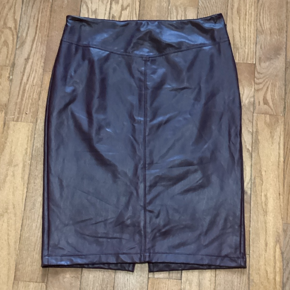 Express Midi Burgundy Faux Leather Skirt L Large